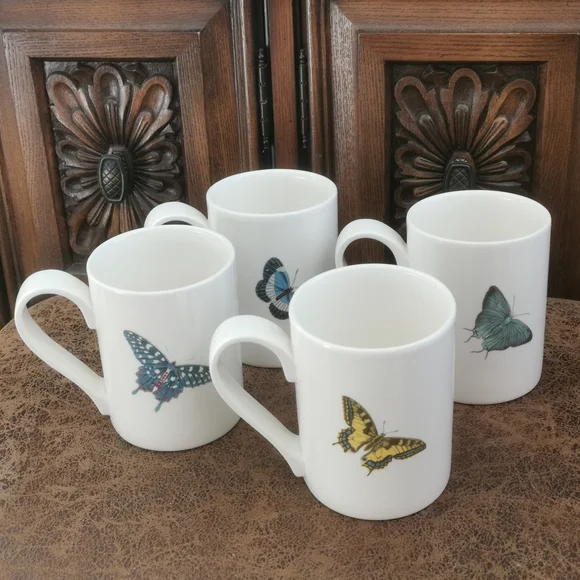Portmeirion "Botanic Garden"  Butterfly & Floral Mug Set Of 4 - Picture 3 of 13
